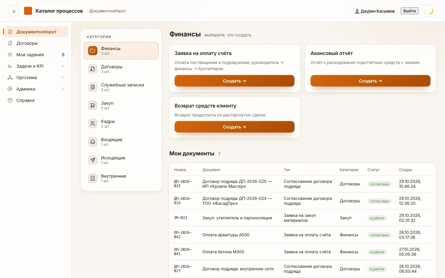 Каталог бизнес-процессов в Битрикс24 — реальный экран, данные скрыты